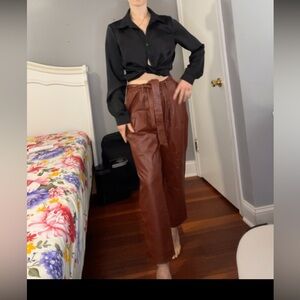 Brown leather pants